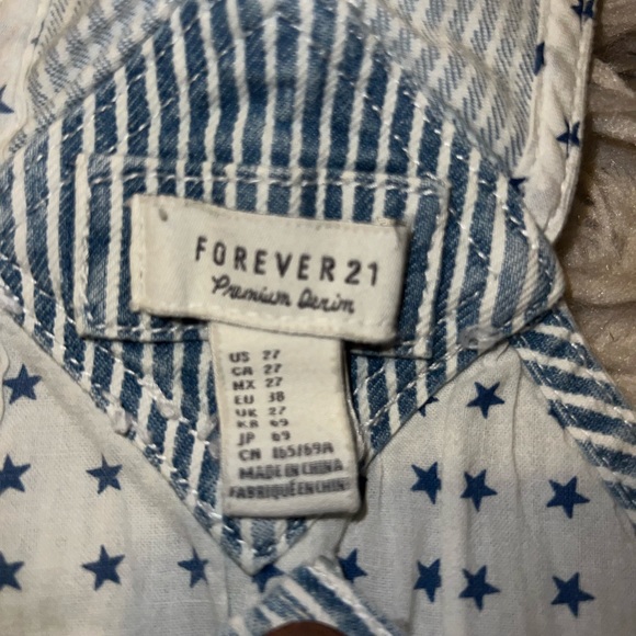 Forever 21 Stripes OVERALL SHORTS Sz. S - Picture 5 of 8